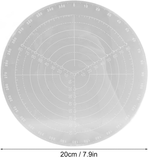Round Center Finder with Clear Scales, Acrylic DIY Woodworking Circle Gauge (Small, 20cm Diameter)