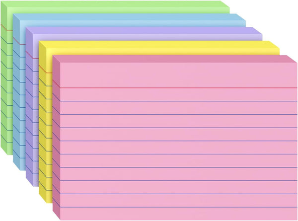 Index Cards 4x6, 200 Sheets, Ruled Color Flash Cards for Effective Studying