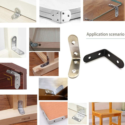 ZHome 505017MM 4Sets Stainless Steel L Shape Corner Bracket Wall Shelves Hanging Brace Joint Right Angle Bracket