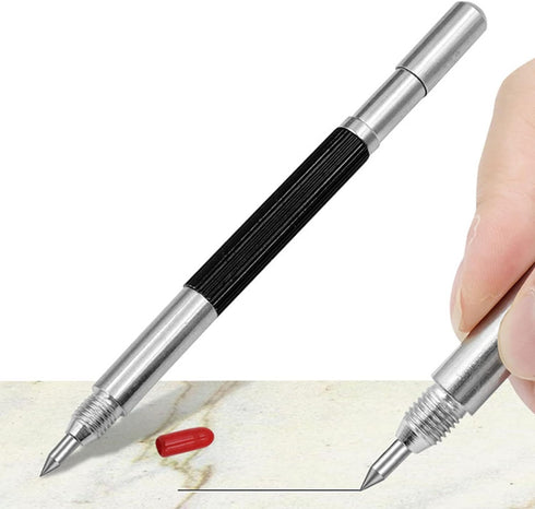 Black Alloy Scribe Pen - Carbide Metal Glass Tile Cutting Marker Pencil for Metalworking, Woodworking Hand Tools