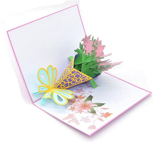 Flower Pop Up Cards 3D, Assorted 4 Flower Greeting Cards with Envelopes for All Occasions