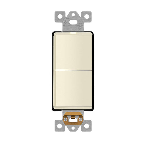 LIDER Minimalist Design Matte Finish Lighted Double Switch, Combination Frameless Decorator Switch