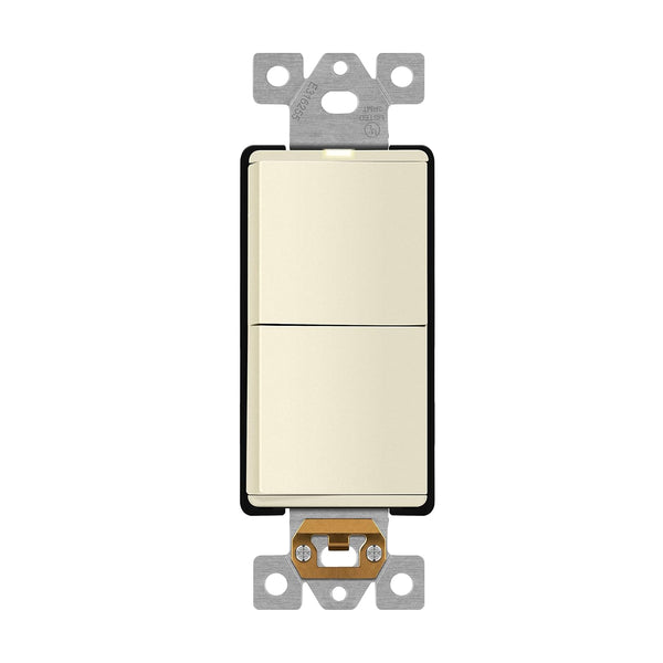 LIDER Minimalist Design Matte Finish Lighted Double Switch, Combination Frameless Decorator Switch