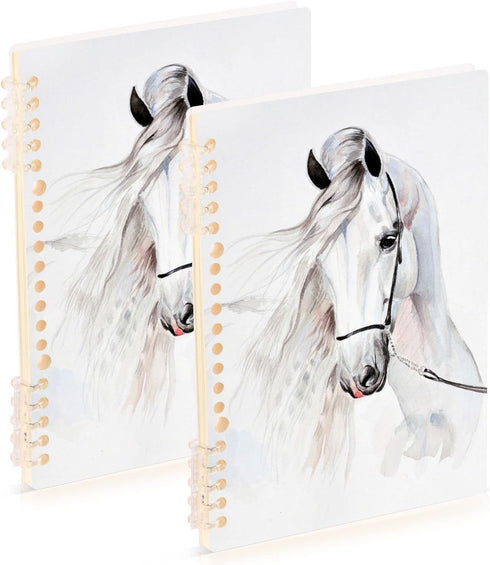 senya Spiral Notebook Ruled 2 Pcs, White Horse Journals for Study and Notes, 60 Pages with Durable Hardcover
