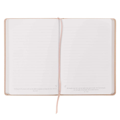 When She Speaks Proverbs 31 Woman Bible Verse Ivory Faux Leather Journal Inspirational Notebook w/Ribbon Marker and Lined Pages, 6 x 8.5 Inches