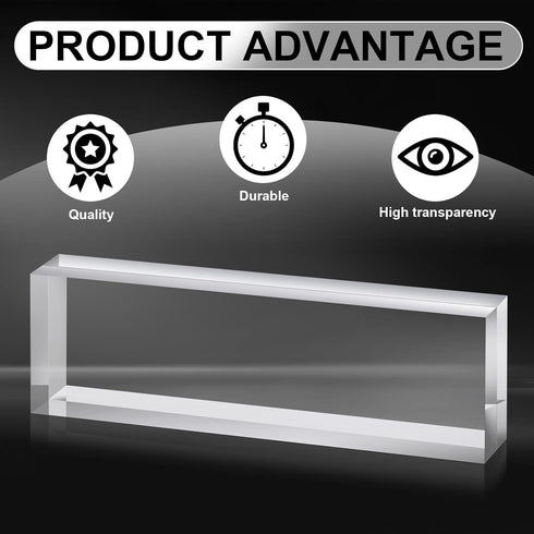 Yousoontic 2 Pcs Clear Acrylic Blocks 2.5 x 8 x 1.125 Inch, Blank Name Plate Cube Display Stand for Wedding Props