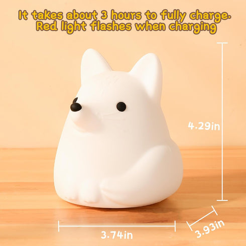 7 30-Minute LOVERUIS Night Light for Children, Fox Night Lights Colours Night Light Baby, USB Rechargeable, Cute Lamp