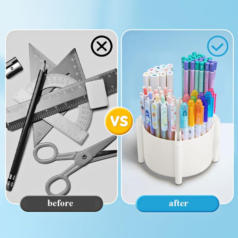 M&G 360 Degree Rotating Pen Holder, 4 Compartments Desktop Organizer for Stationery Supplies, Cute Pencil Cup for