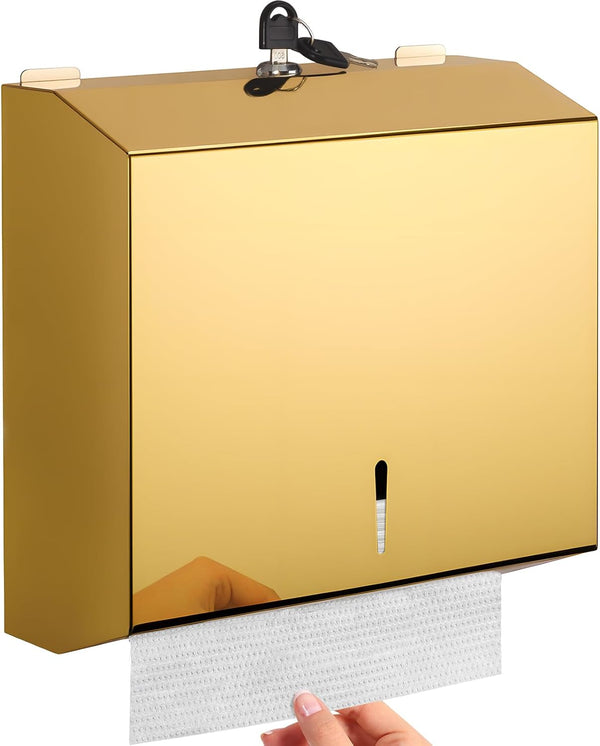 Wall Mounted Stainless Steel Paper Towel Dispenser with Lock, Polished Mirror Finish,