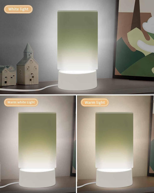 Singingin Bedside Table Lamp Sage Green Ombre Small Lamp for Nightstand with Plug Baby Night Lights Desk Lamp