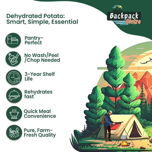 Backpack 16 oz (454 Backpacking Bistro Dehydrated Diced Potatoes g) | Emergency Food, Daily & Meals | Dehydrated