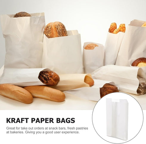 30 Pack 23x12x5 Cm KICHOUSE Kraft Paper Bread Bags with Window, Oil-proof Loaf Pouches for Toast and Baguette Baking