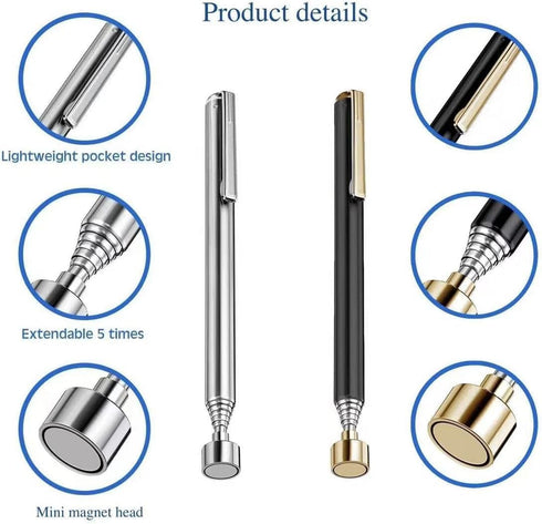 2 Pieces Magnetic Telescoping Pick-Up Tool, 3 Lb Extendable Magnetic Grabber Reacher Tools (25 Inch)
