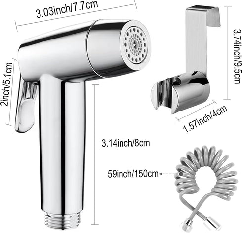 BracketSet, Handheld Bidet Sprayer Toilet Bathroom with Spring Hose Wall Closestool, Squatting Pan, Water Flower, Floor