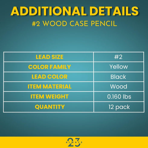 WoodCased Pencils, Yellow, Pre-sharpened with Erasers, 2 HB 12 Pack