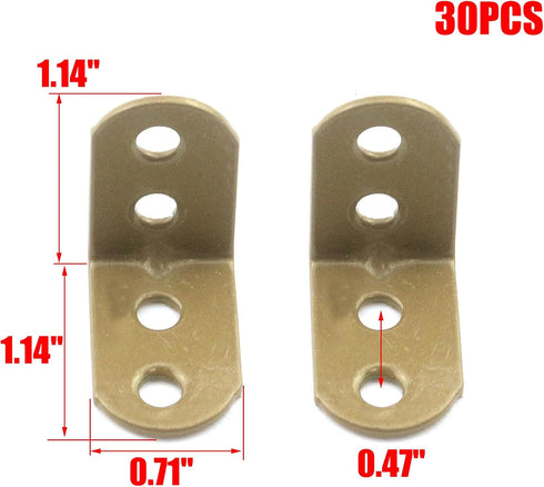 30 Pack 1.14" 1.14" MY MIRONEY L-Shaped Corner Bracket Shelf Bracket Heavy Duty Iron Corner Brace Joint Angle Bracket