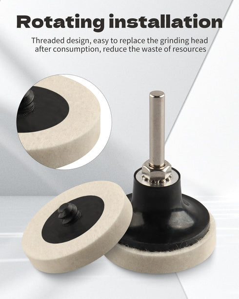 Rocaris 20 Pcs 2 Inch Compressed Wool Fabric Disc Polishing Buffing Pads with 1/4" Shank for Cleaning Projects