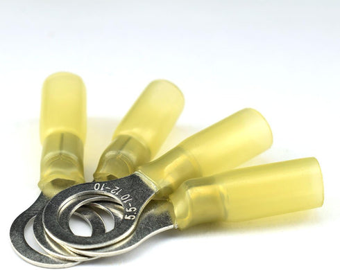 DZSE Elec 10pcs M10 24A Heat Shrink Ring Wire Connector, Nylon Fully Insulated Waterproof Butt Marine Automotive