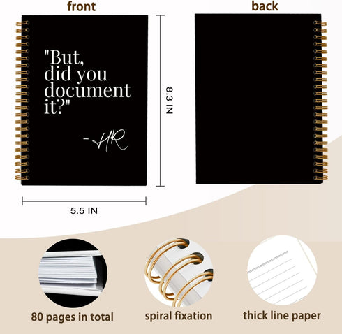 But Did You Document It Funny Notebook, HR Gifts, Black Hardcover Spiral Notebook, 5.5x8.3
