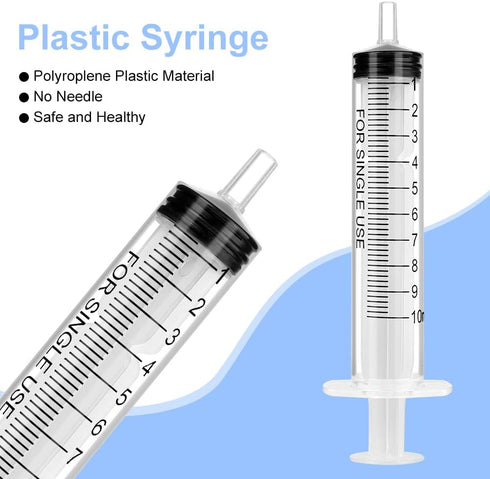 Plastic Syringes, 8pcs No Needle 10ml Liquid Measuring Syringe with Luer Slip Tip for Refilling and Measuring