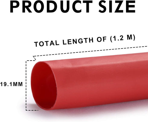 2 Pack 3/4'' Heat Shrink Tube, 3:1 Adhesive-Lined Tubing, Black & Red, 4 Ft