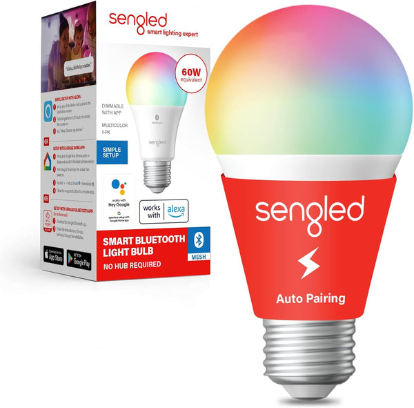 Sengled Smart Light Bulbs, Color Changing, Dimmable LED A19 E26, High CRI, 8.7W 800LM, Bluetooth Mesh, 1-Pack