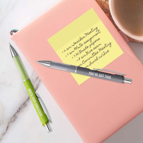 Canopy Street Multi Color Motivational Gel Pen Set, 5 Black Ink Gel Glide Pens, Colorful Office Supplies.