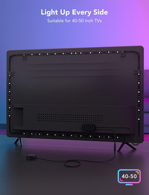 Govee TV LED Backlight, RGBIC LED Lights for 40-50inch TVs, Music Sync, Wi-Fi Bluetooth & App Control