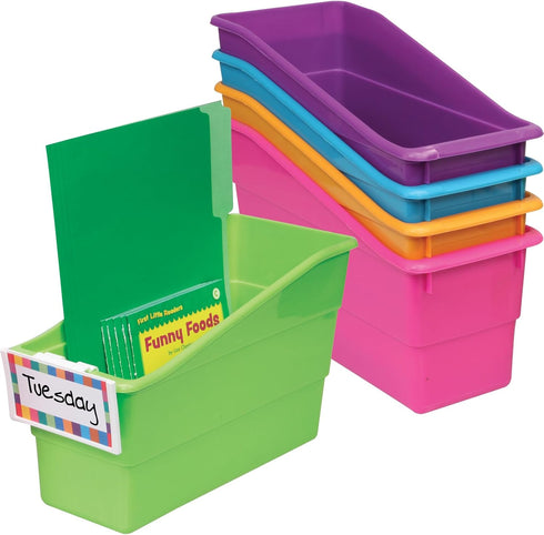 Really Good Stuff Durable Book and Binder Holder - 5 Pack, Bright Neon Colors for Classroom Organization and Storage
