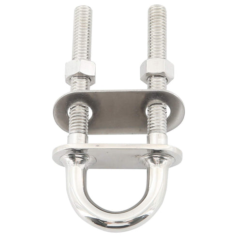 NovelBee 2-Pack 3/8" Stock Stainless Steel Stern Bow Eye U Bolt with Welding Plate, 4" Overall Length