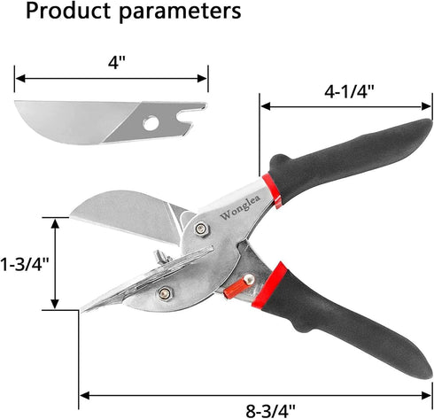 Miter Shears, Multifunctional Quarter Round Cutting Tool with 2 Replacement Blades