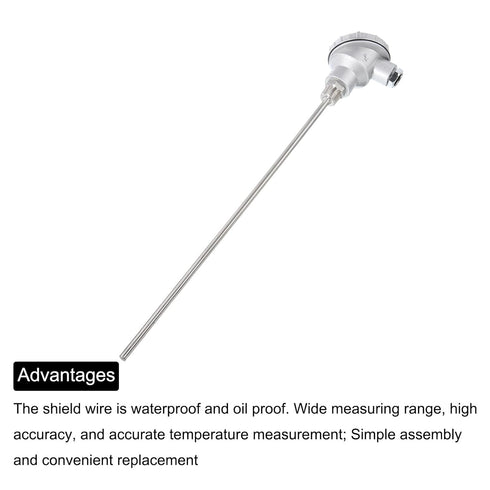 MECCANIXITY PT100 1/2" NPT RTD Thermocouple, Stainless Steel Temperature Sensor Probe -50 to 420C, 8x400mm