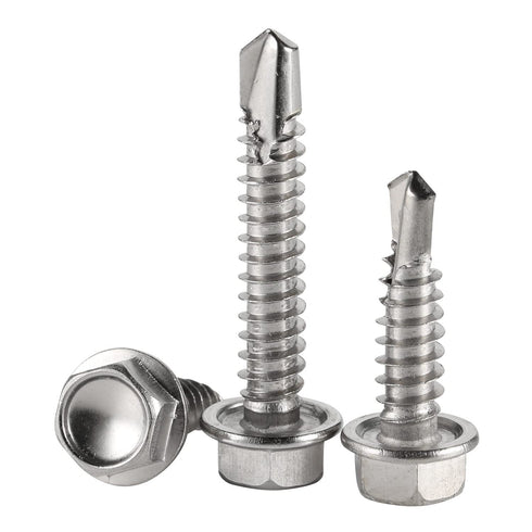 #14 x 1-1/2" Hex Washer Head Self Drilling Screws, 410 Stainless Steel, 50 PCS Self Tapping Sheet Metal