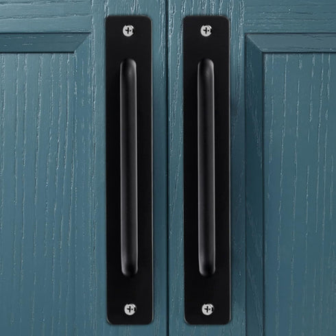 4 Pack Black Sliding Barn Door Handles, Push Pull Bar Handles for Wooden and Glass Doors, Heavy Duty Aluminum Steel
