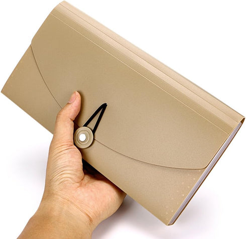 BTSKY Expanding File Folder, 13 Pockets Small Accordion Card and Ticket Holder, Khaki