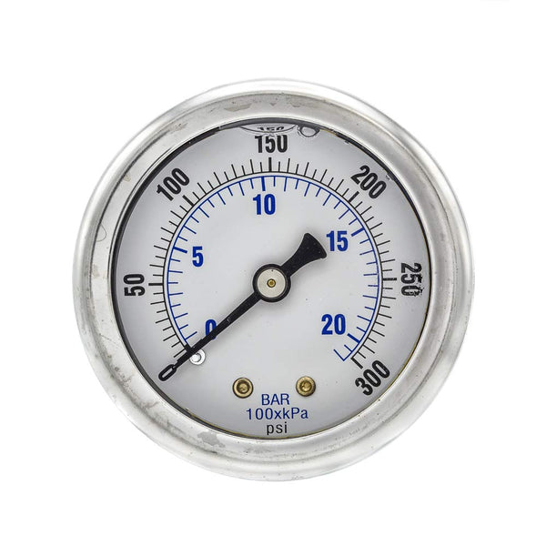 PIC Gauges 202L-204H Center Back Mount Glycerine Filled Pressure Gauge, 2" Dial, 0/300 psi Range
