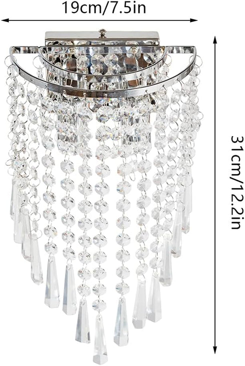 Gdrasuya10 Modern Crystal Wall Sconce Chrome Crystal Wall Lamp Crystal Wall Lighting Fixture for Living Room Besides