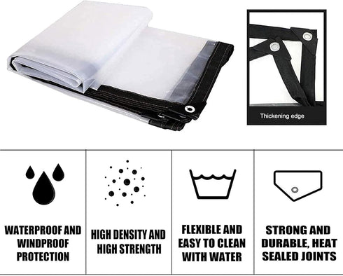 generic 6x27 Grommets Heavy-Duty Clear Tarp for Chicken Coop FT All-Weather Waterproof PVC Cover with Metal for Chicken