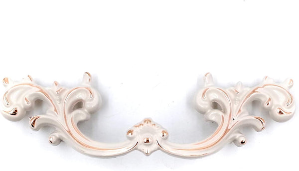 JETLAND French Provincial Drawer Pulls - 6-Pack, Ivory White, 3" Hole Centers, Vintage