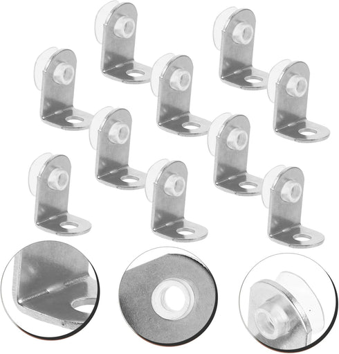 10-Pack Set POPETPOP Stainless Steel Corner Bracket for Secure Glass Shelf Support Rounded Edge Design Heavy Duty Angle