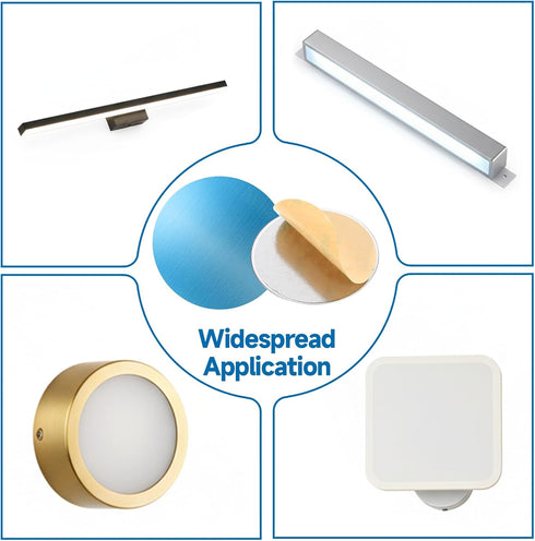 Xosjska 14 Pack Counter Cabinet Lights Magnetic Sticky, Round Adhesive Metal Plates for Magnetic Mounts Stainless Steel