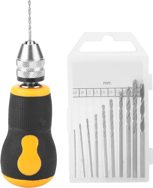Mini Hand Drill Set, Small Hand Drill with 10Pcs Bits, Portable Micro Drill Tool for Art Craft Collection