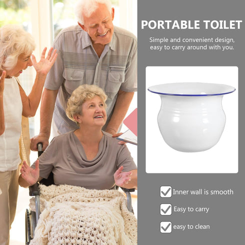 DOITOOL Chamber Pot: Bedroom Enamel Urinal Bottle Urine Pots Potty Urinal Bucket Portable Toilet Spittoon for Adults