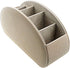 Remote Control Holder Organizer, Beige Leather Storage with 5 Spacious Compartments for Table Desk