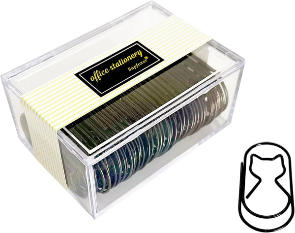 Large Black Jumbo Paper Clips, 50pcs, 2 Inch, Cute Decorative Fat Cat Paper Clips, Non Skid Steel Wire