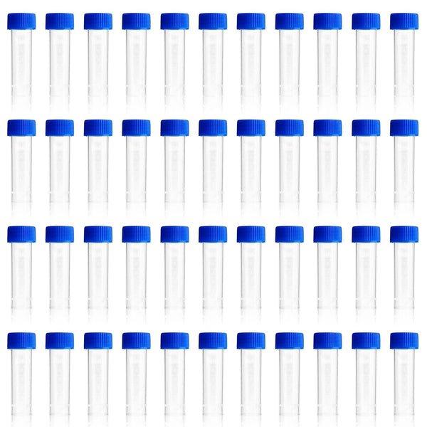 5ml Plastic Test Tubes with Screw Caps - Small Vial Storage Container for Lab, 50pcs