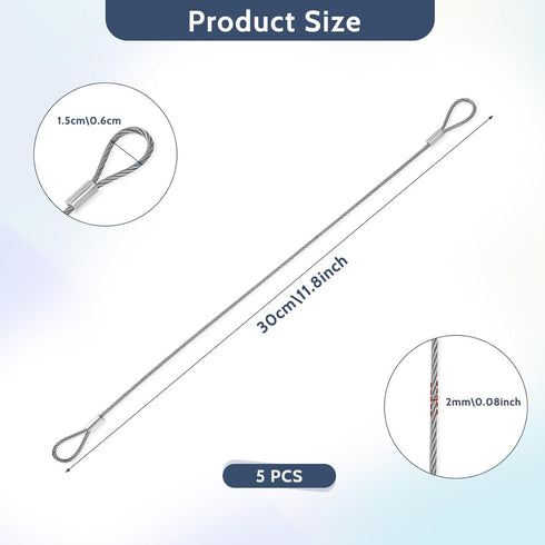 5PCS Safety Cable Lock with loops 12 inch Steel Cable for Locks Luggage Lock Security Wire Rope with Double Loop Safety Cable Lock Braided Steel Coated Safety Cable for Stage Lighting Luggage Lock by salbsever