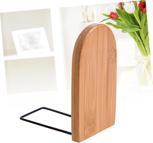 Elegant Bamboo Bookends for Desk - Nature-Inspired Book Organizers