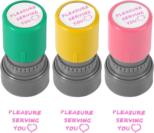 Gosknor 3 Pcs Pleasure Serving You Stamps, Self Ink Stamp Server Stamps for