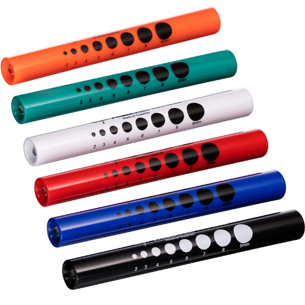 NOVAMEDIC 6 Pack Multi-Color Disposable LED Pen Light with Pupil Gauge, Medical Diagnostic